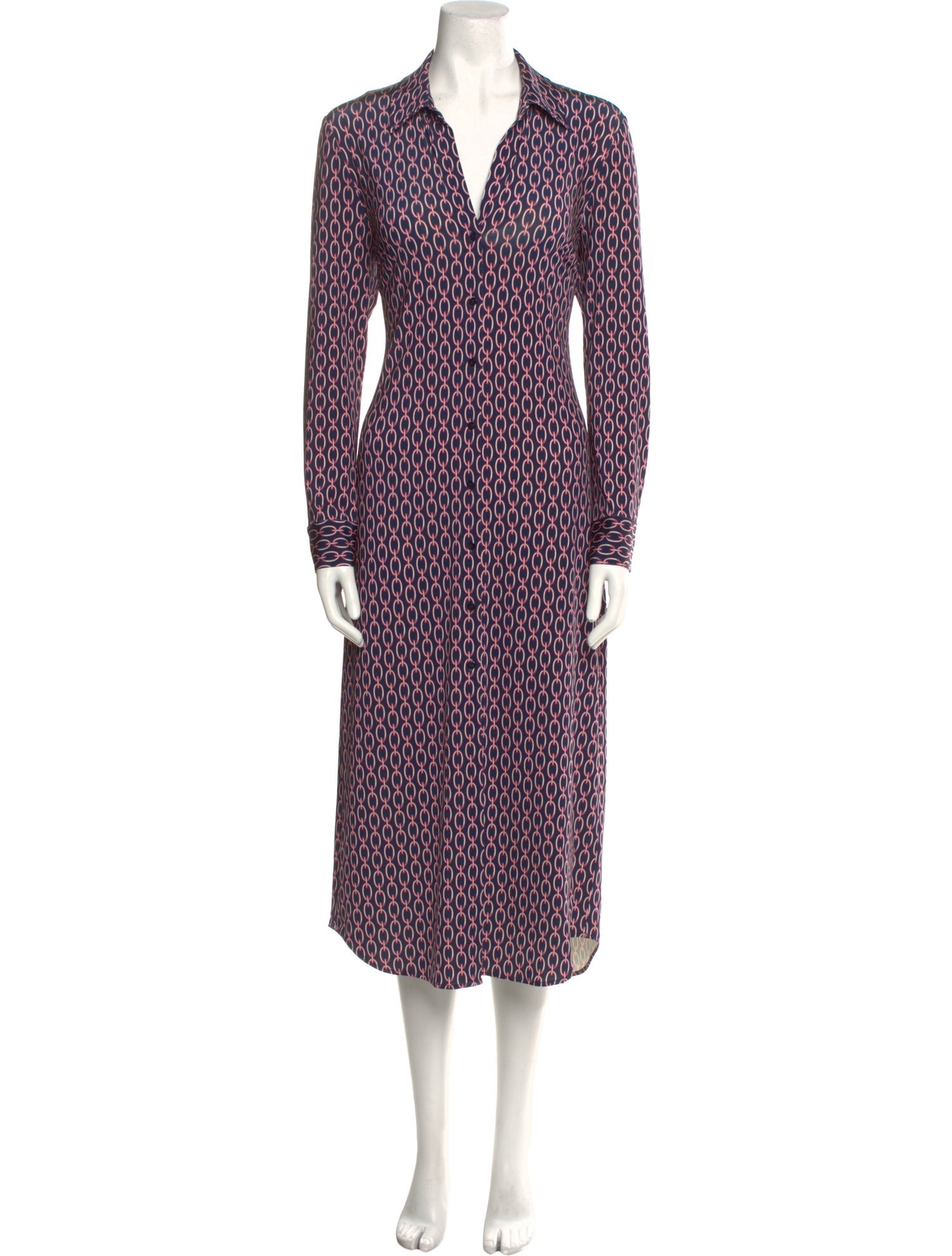 L'Agence Polka Dot Print Midi Length Dress